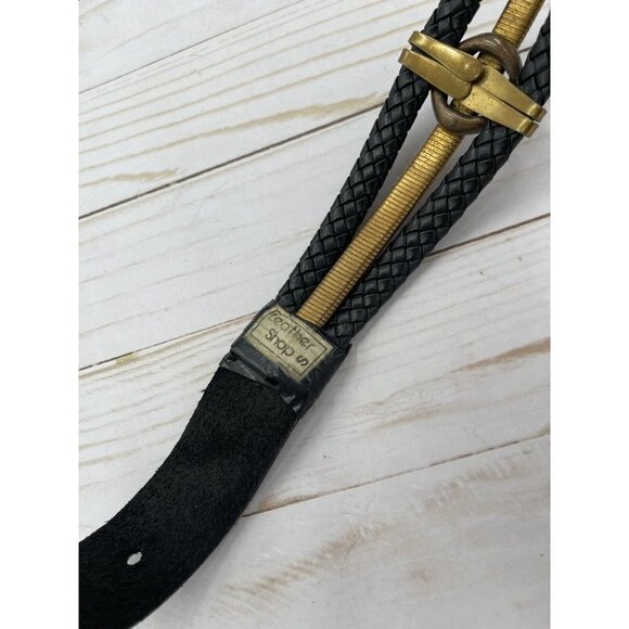 Vintage Leather Shop Small Belt Adjustable Art to Wear Deco Braided Mixed Metal main image 6
